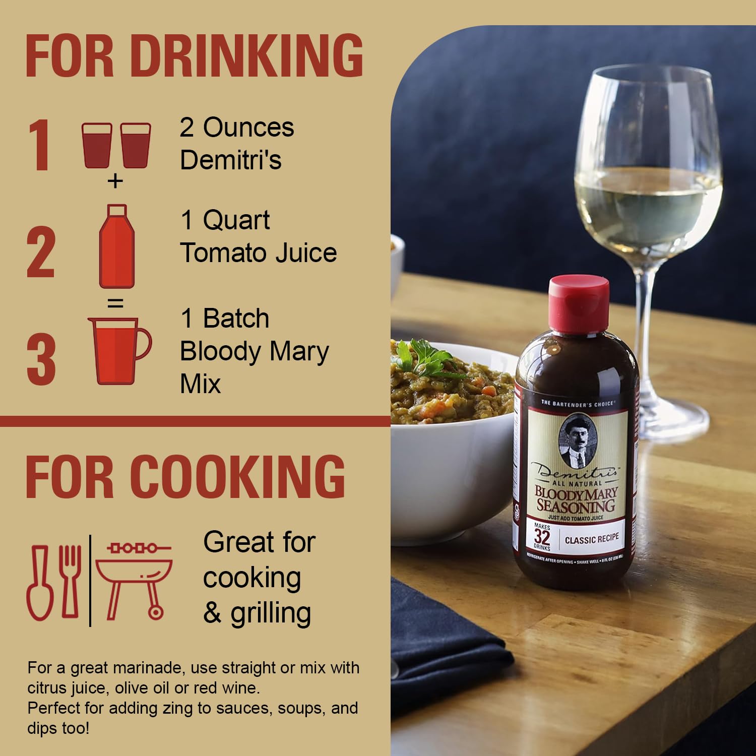 Demitri's Bloody Mary Seasoning multiuse in marinades and dips