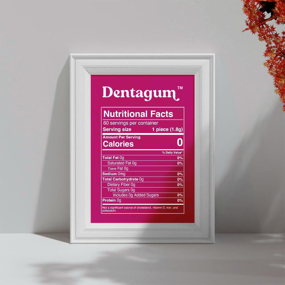 Dentagum nano-hydroxyapatite gum highlighting enamel-strengthening minerals.