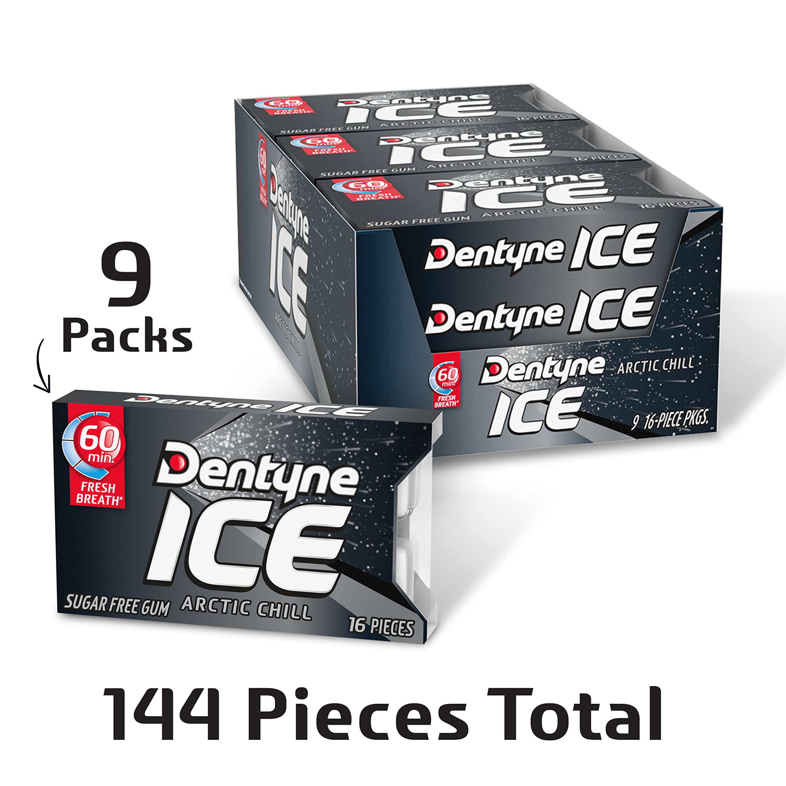 Dentyne Ice Arctic Chill closeup of bold icy gum flavor
