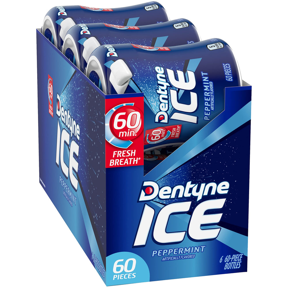 Dentyne Ice Peppermint cooling flavor close-up.