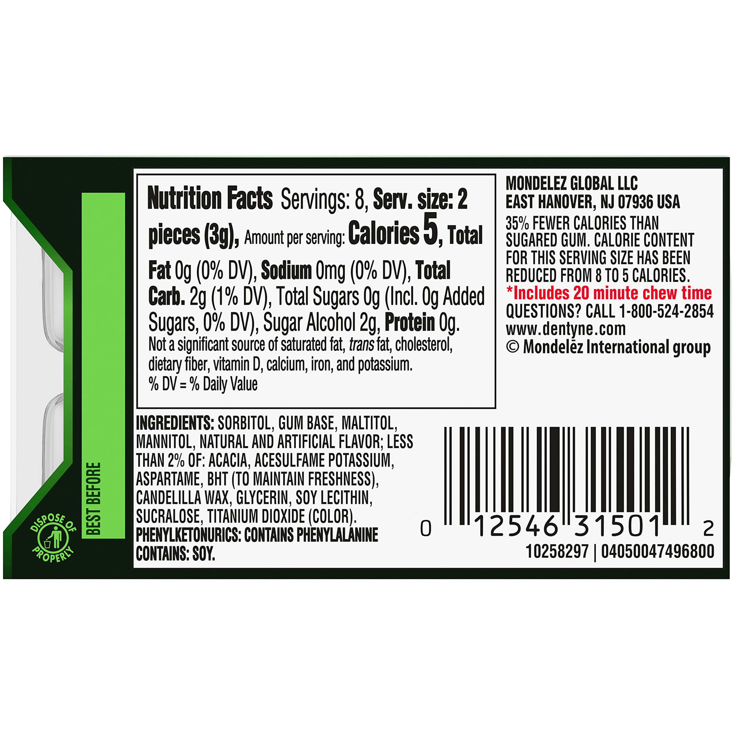 Dentyne Ice Spearmint 9-pack side view highlights compact freshness on the go.