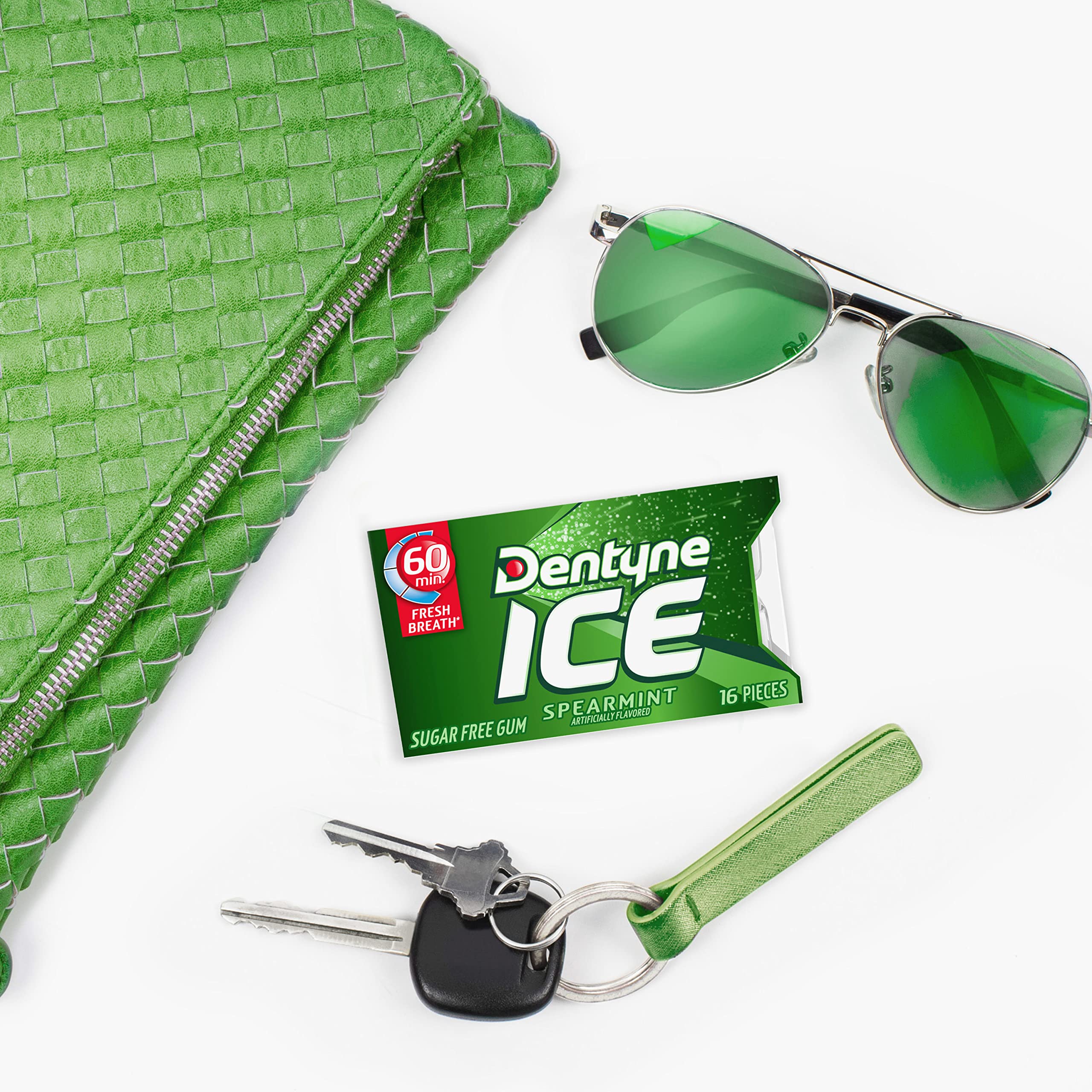 Dentyne Ice Spearmint breath-freshening flavor captured in a cooling moment.