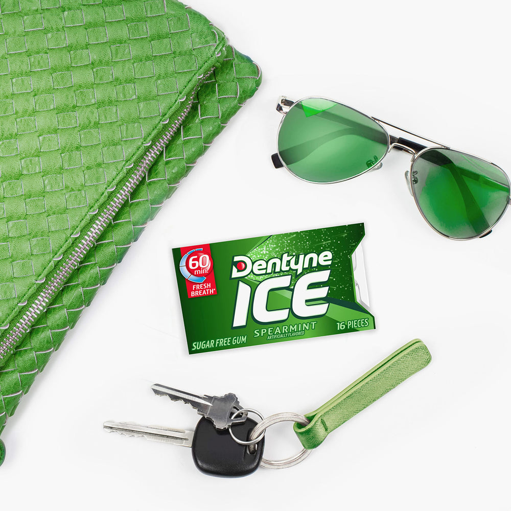 Dentyne Ice Spearmint breath-freshening flavor captured in a cooling moment.