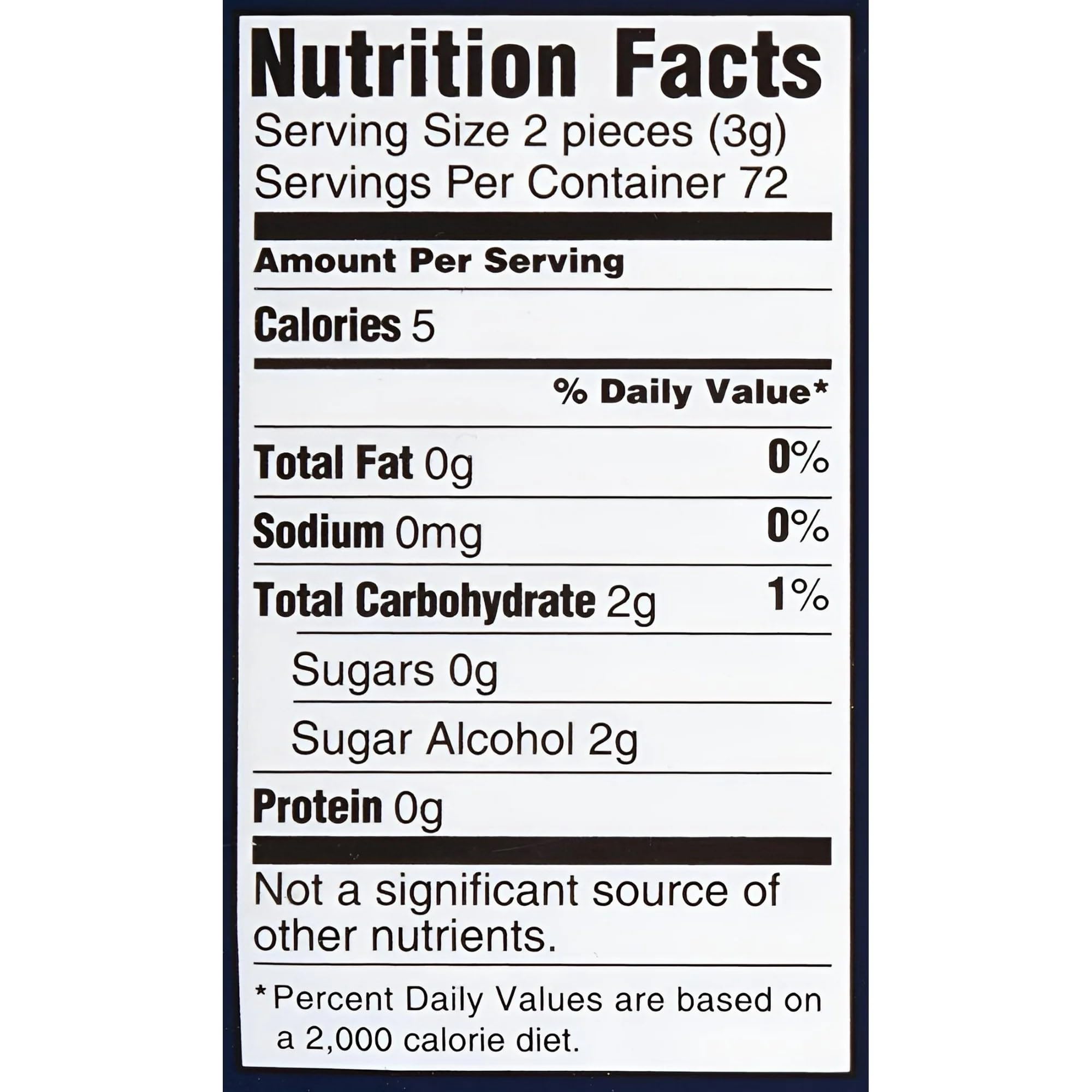 Dentyne Ice Peppermint gum 16-piece pack side view showing contents.