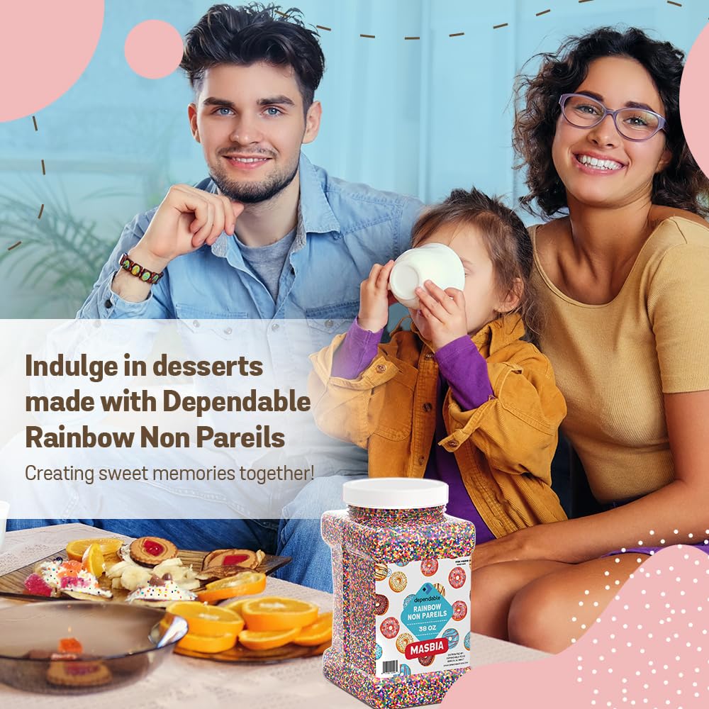 Dependable Food Rainbow Nonpareils bulk container for bakers