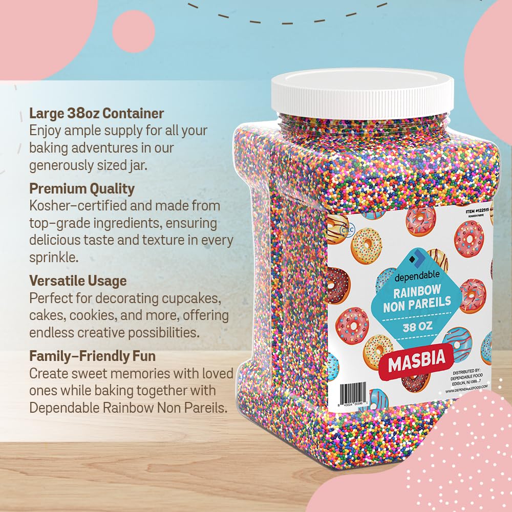 Dependable Food Rainbow Nonpareils resealable lid keeps freshness
