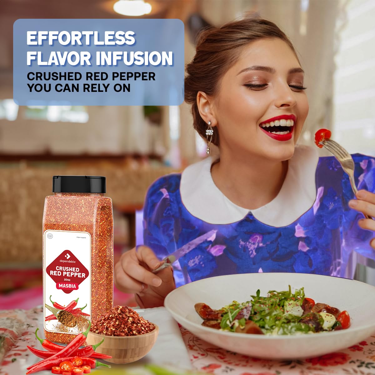 Dependable Foods Crushed Red Pepper Flakes bulk tub ready for chefs