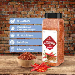 Dependable Foods Crushed Red Pepper Flakes in a pantry scene for easy flavoring