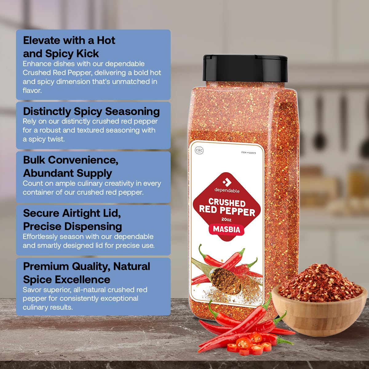 Dependable Foods Crushed Red Pepper Flakes with pasta enhances lively flavor