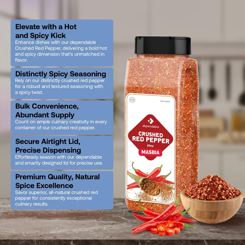 Dependable Foods Crushed Red Pepper Flakes with pasta enhances lively flavor
