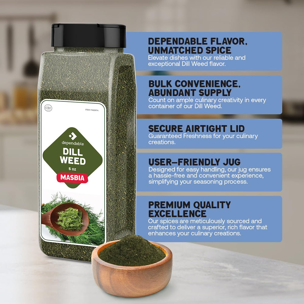 Dependable Foods dill weed non-GMO, salt-free formula adds flavor without extras.