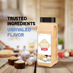 Dependable Foods Minced Garlic ingredients highlight pure garlic flakes for authentic aroma.