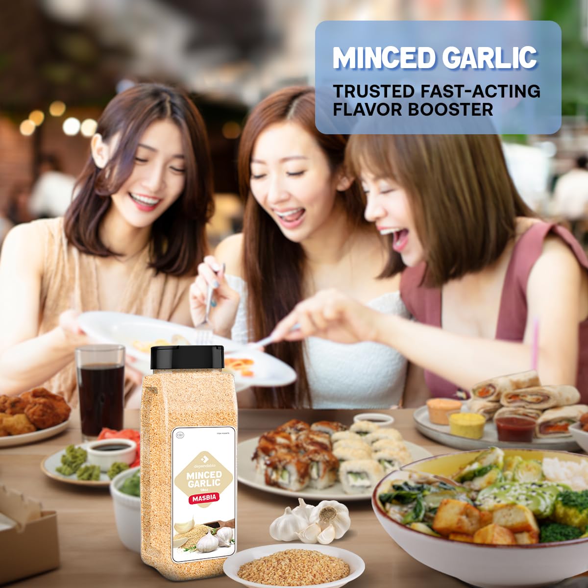 Dependable Foods Minced Garlic carries kosher and non-GMO certification for trusted kitchen use.
