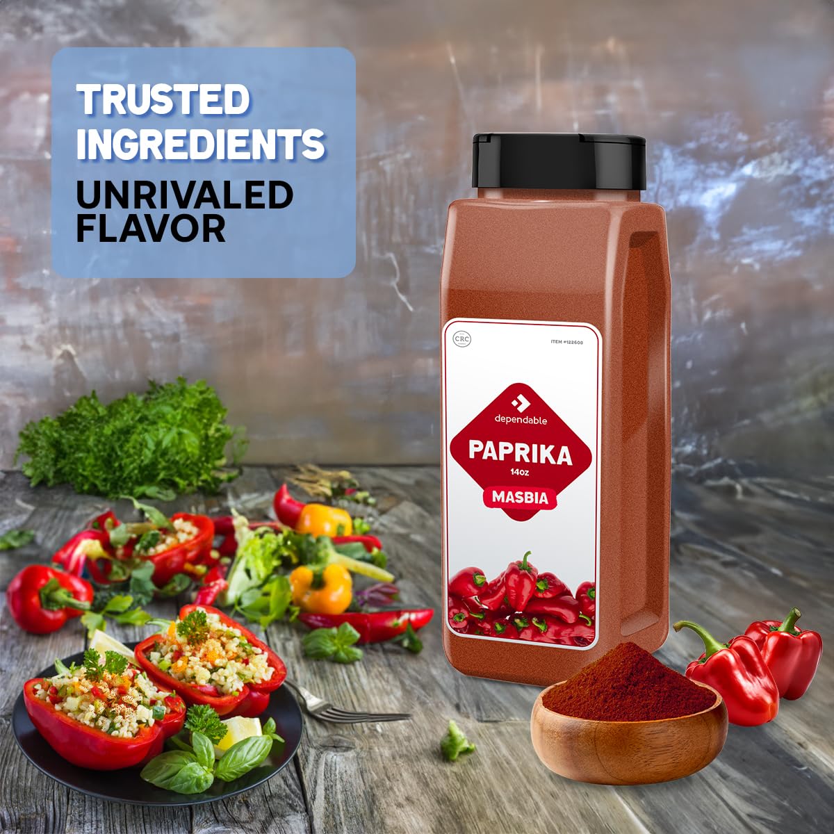Dependable Foods Paprika shelf-ready packaging for quick seasoning