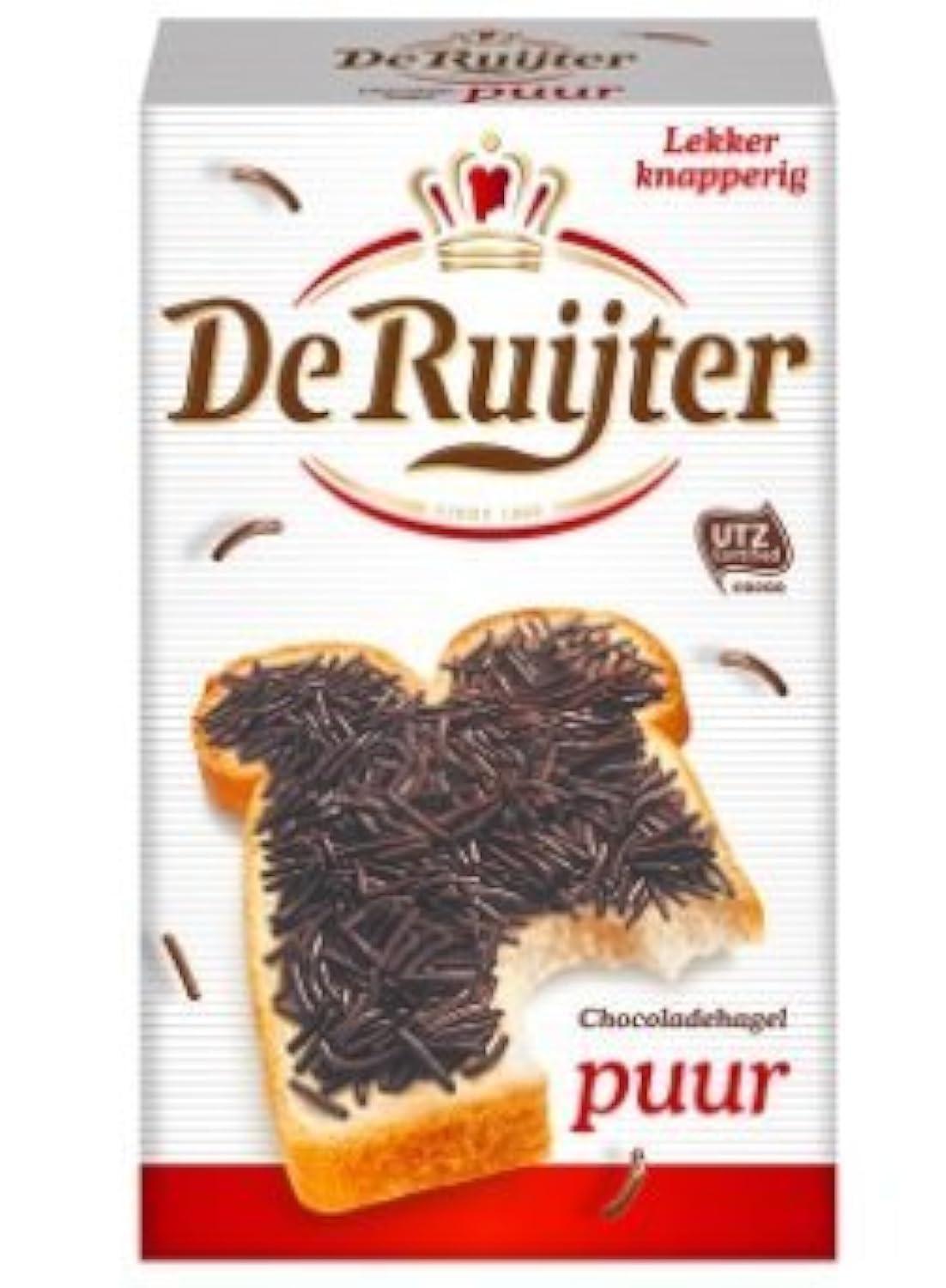 De Ruijter Hagelslag PUUR dark chocolate sprinkles on buttered bread for a rich flavor lift