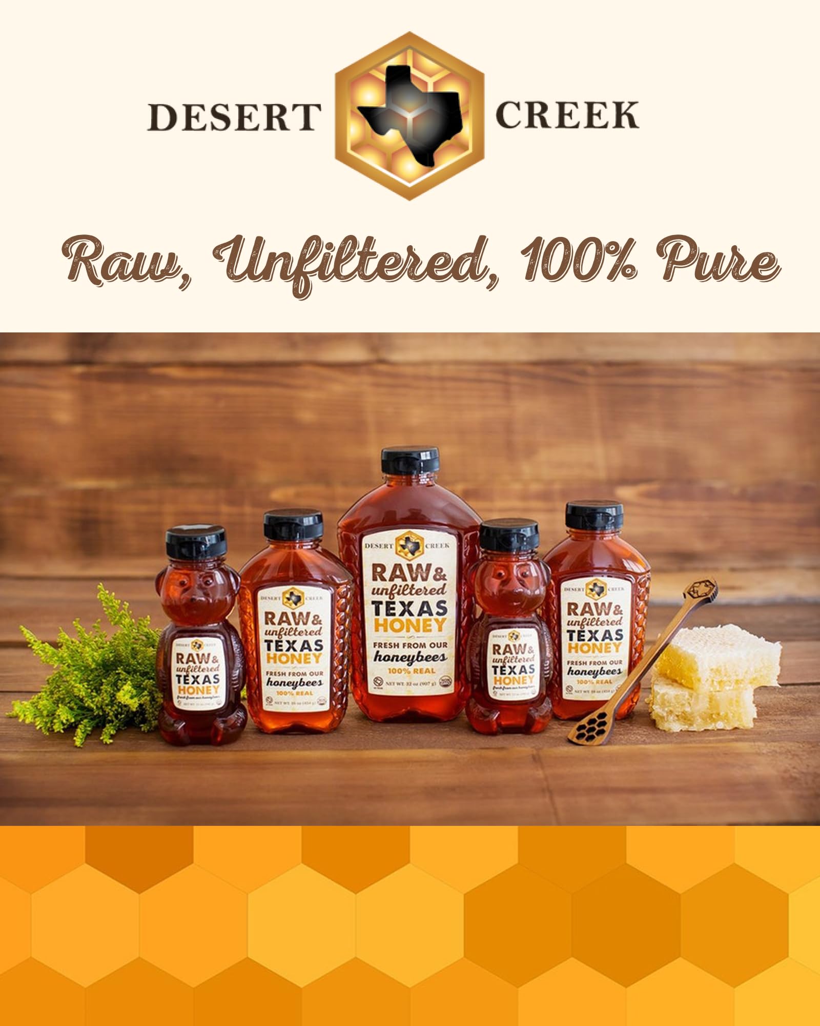 Desert Creek Honey natural-sugar-substitute use in tea and baking.