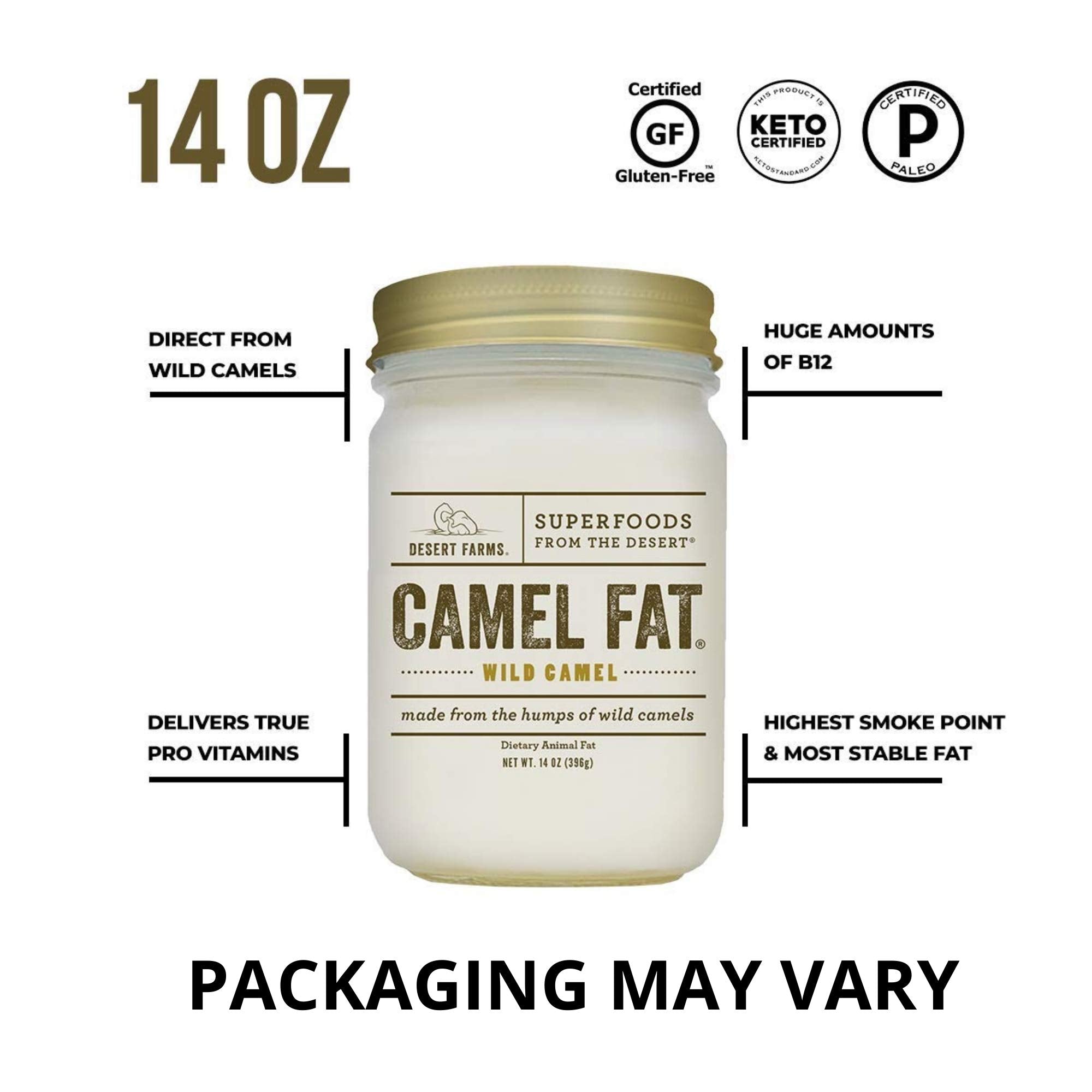 Desert Farms camel fat supports keto and paleo meals.
