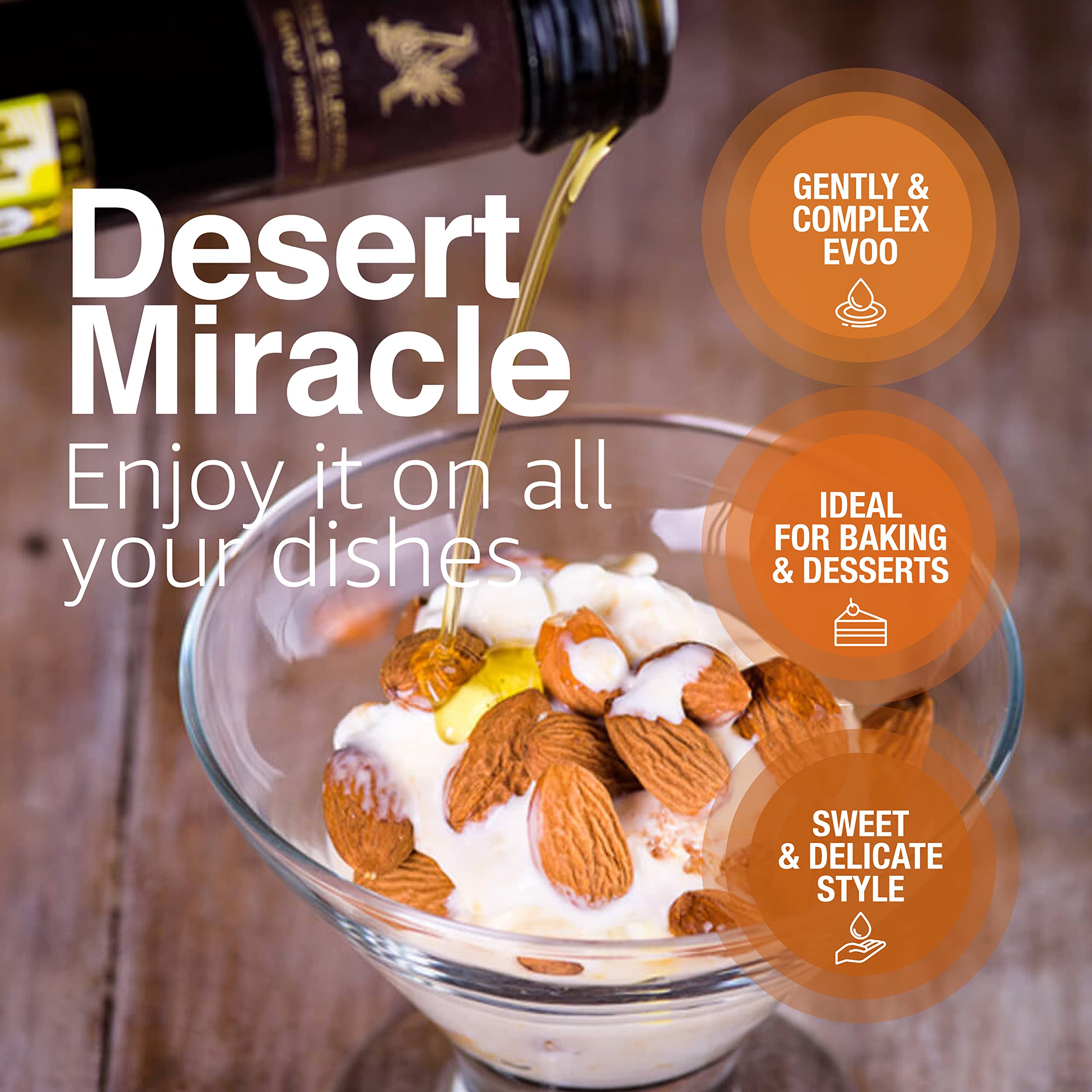 DESERTMIRACLE chef-approved olive oil in gourmet dishes showcases versatility.