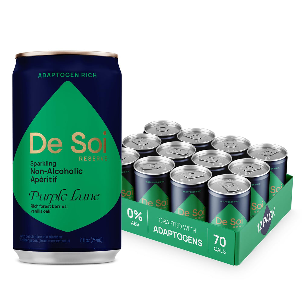 De Soi Purple Lune bottle showcasing calming adaptogens for a relaxing evening