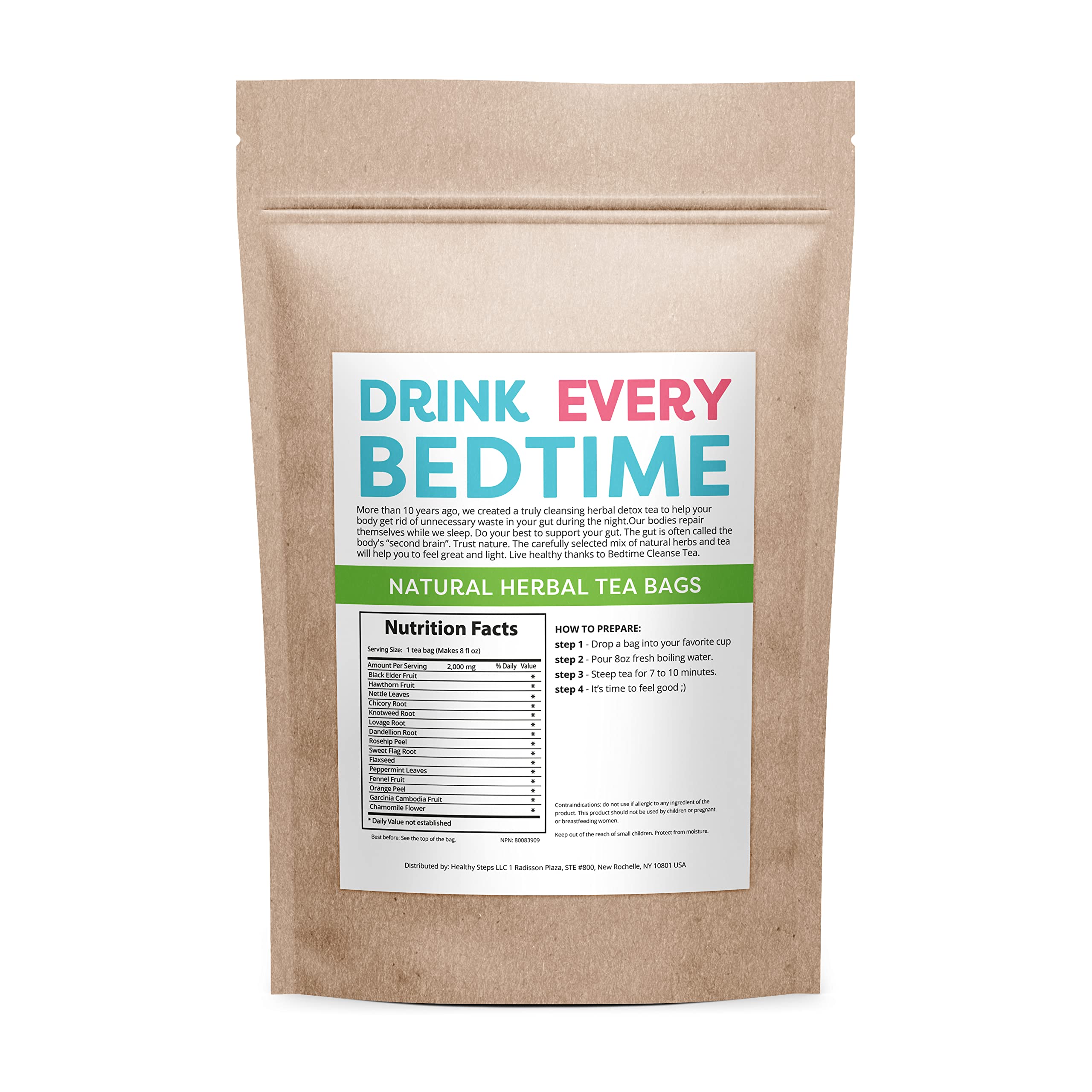 Detox Skinny Bedtime Cleanse Tea bag steeping for gentle night-time support
