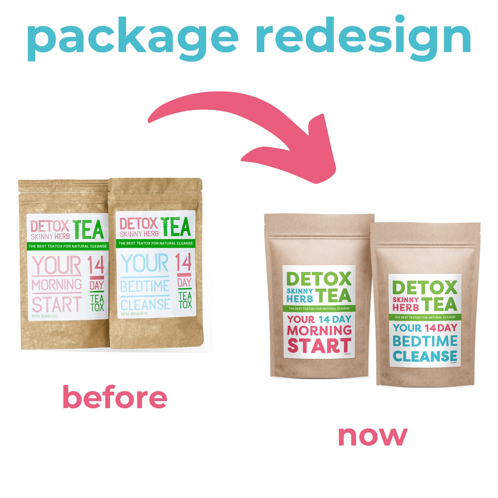Detox Skinny tea being poured into a mug, showcasing natural herbal blend