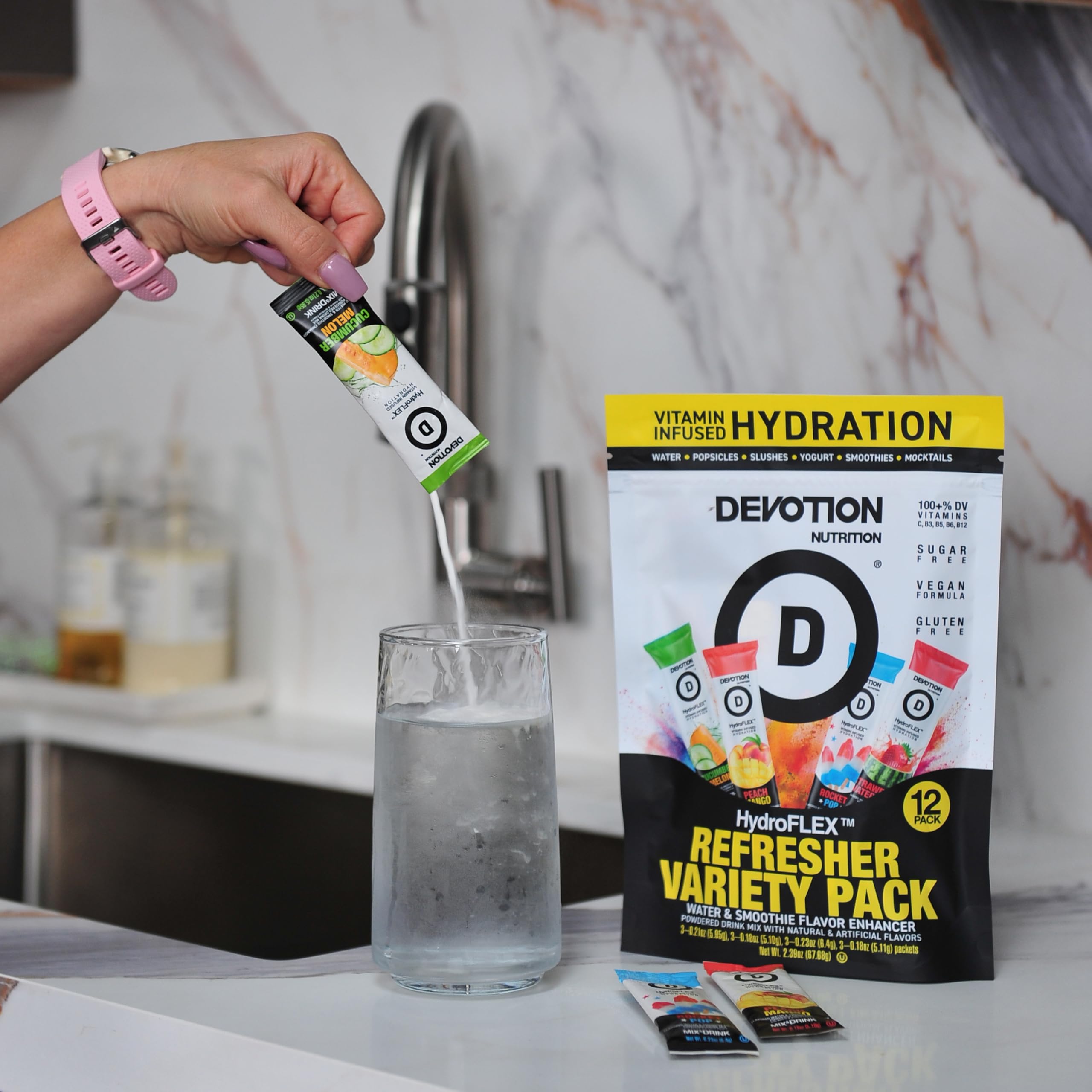 Devotion Nutrition HydroFLEX dye-free gluten-free hydration on the go