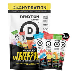 Devotion HydroFLEX packet dissolving in water for vitamin hydration