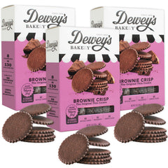 Dewey's Bakery brownie crisp Moravian cookie thin packaging, ideal for on-the-go snacking.