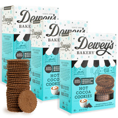 Dewey's Bakery hot cocoa Moravian cookie thin close-up shows rich texture for a quick snack.