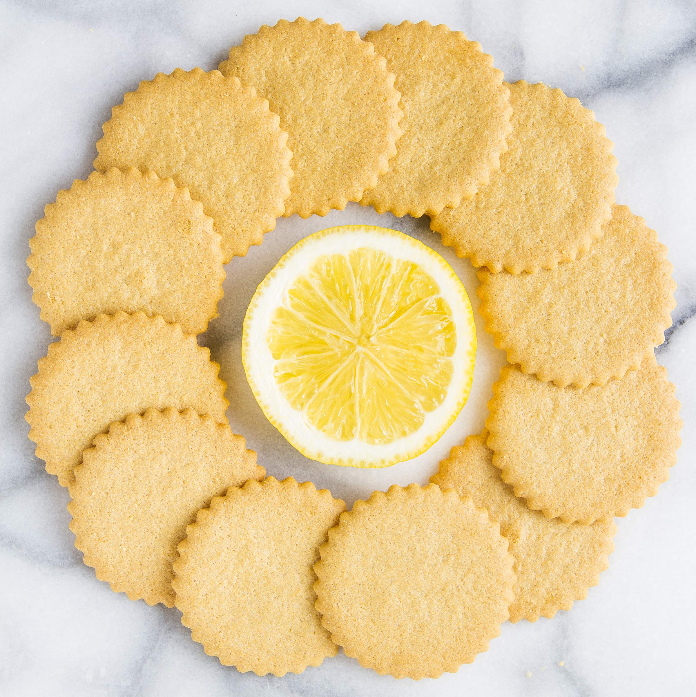 Dewey's Meyer Lemon Cookie Thins highlight real ingredients and lemon zest.