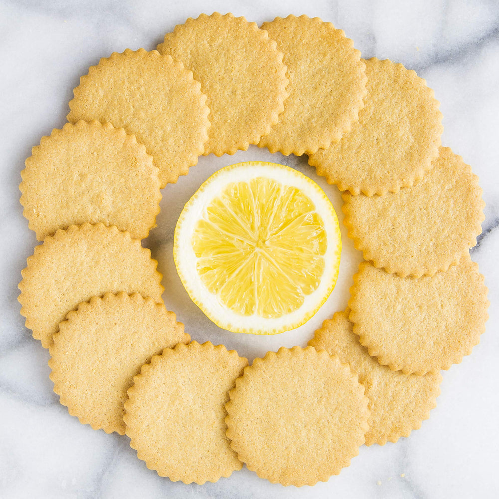Dewey's Meyer Lemon Cookie Thins highlight real ingredients and lemon zest.