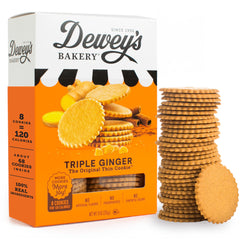Dewey's Bakery Triple Ginger Cookies box front showing bold flavor cue and packaging