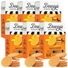 Dewey's Bakery triple ginger Moravian thin cookies pack shows crisp texture and bold ginger flavor.