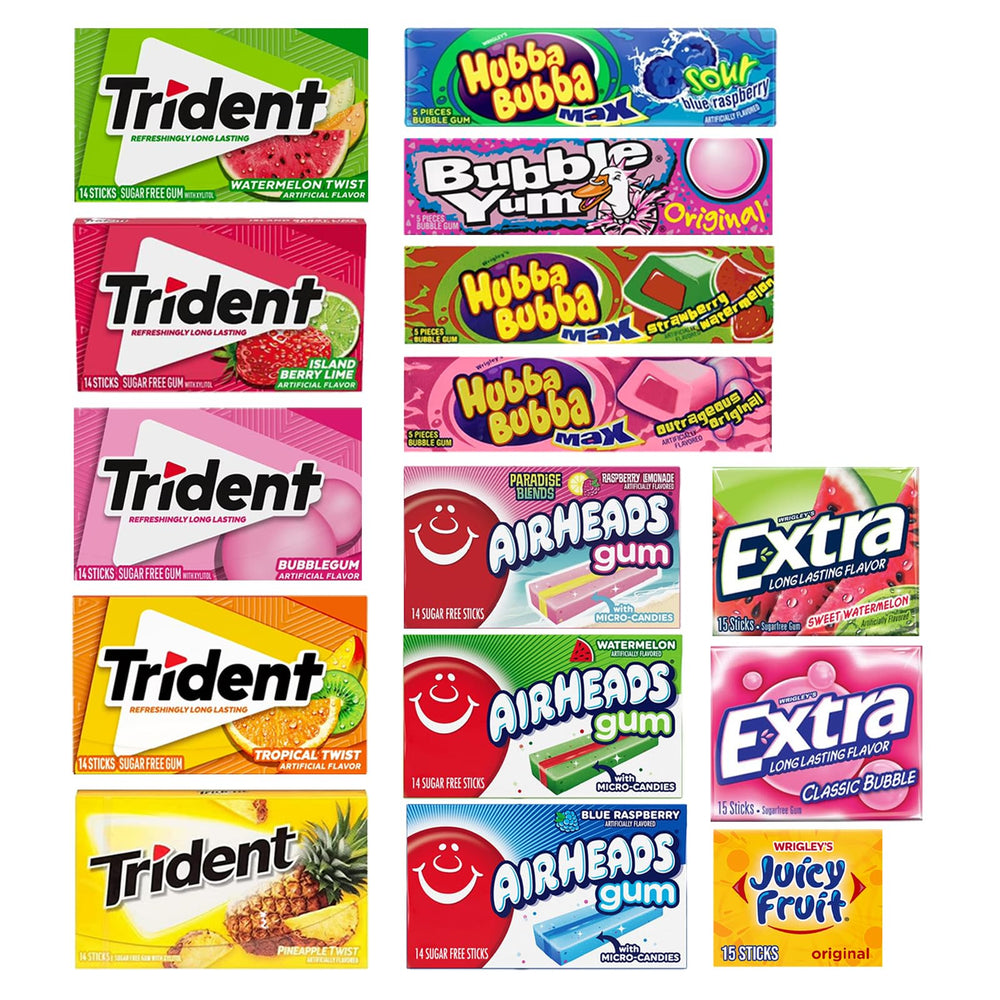 DF LUXURY fruit flavored gum variety pack cover showcases bold flavors for quick refreshment.