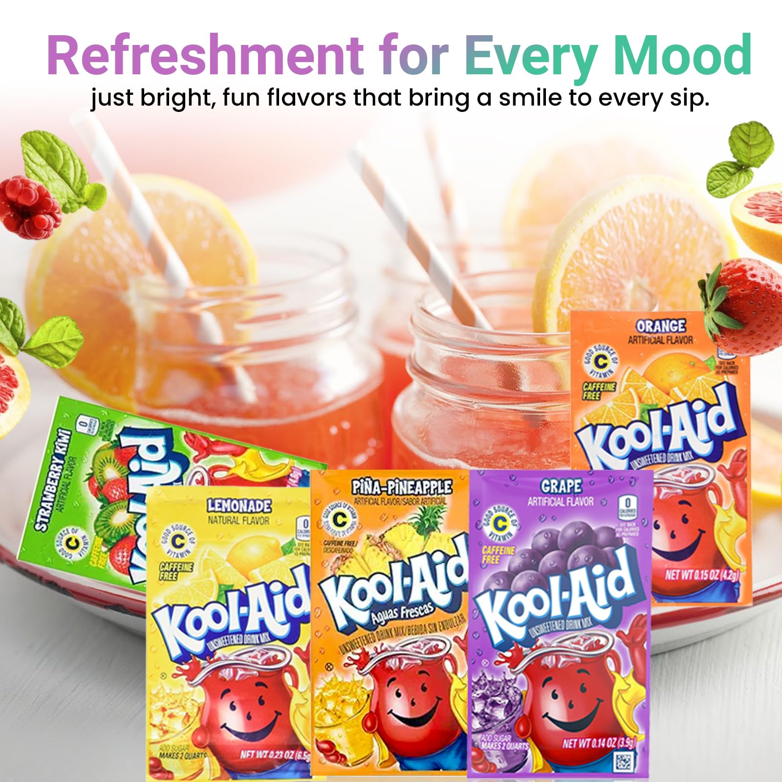D.F. LUXURY Kool Aid flavors pack shows 18 drink mix sachets ready to grab.