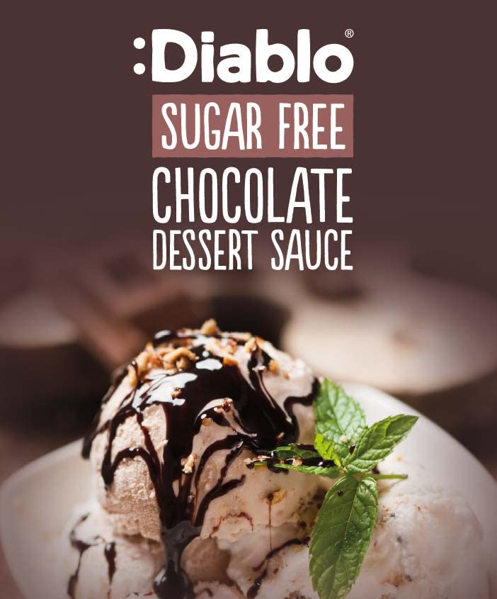Diablo sugar-free chocolate sauce topping for cookies and cakes