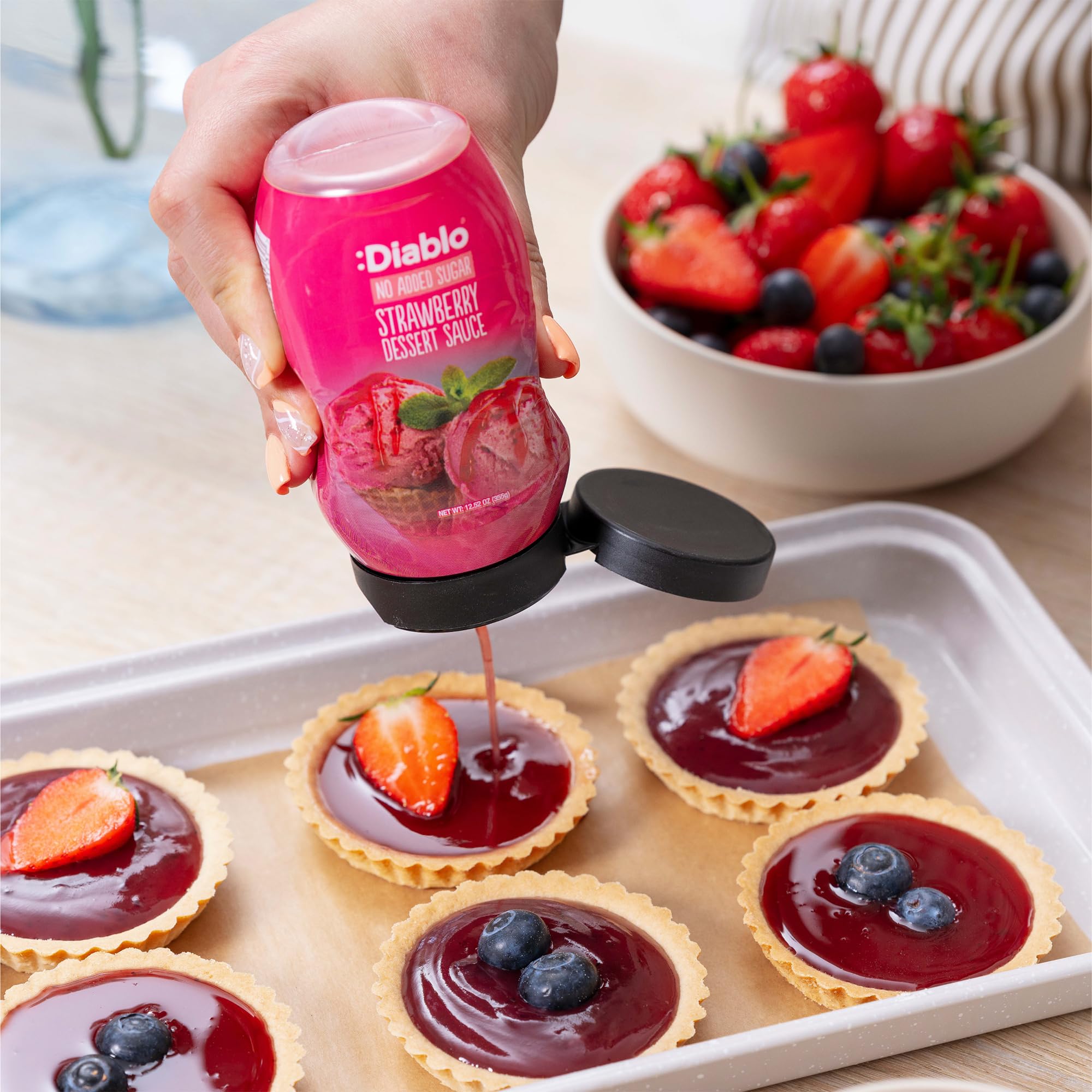 Diablo Strawberry Dessert Sauce on ice cream for a fruity enhancement