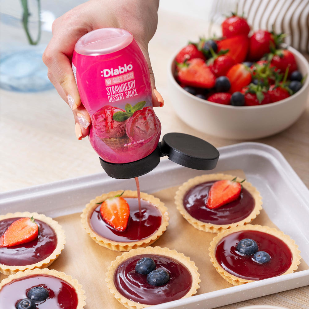 Diablo Strawberry Dessert Sauce on ice cream for a fruity enhancement