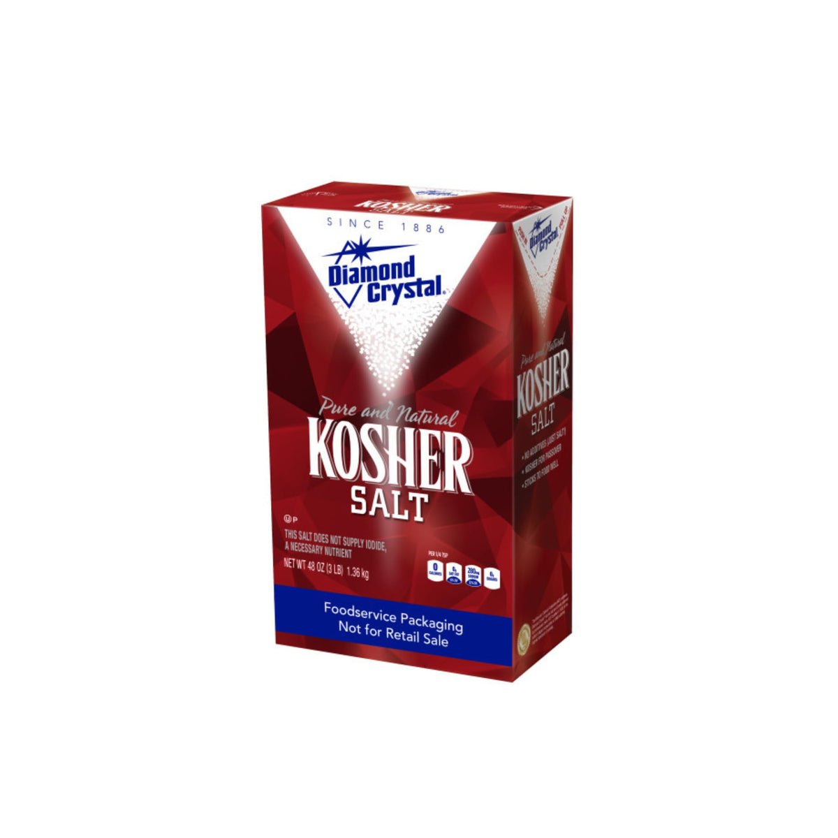 Diamond Crystal Kosher Salt bottle close-up showing pure additive-free seasoning