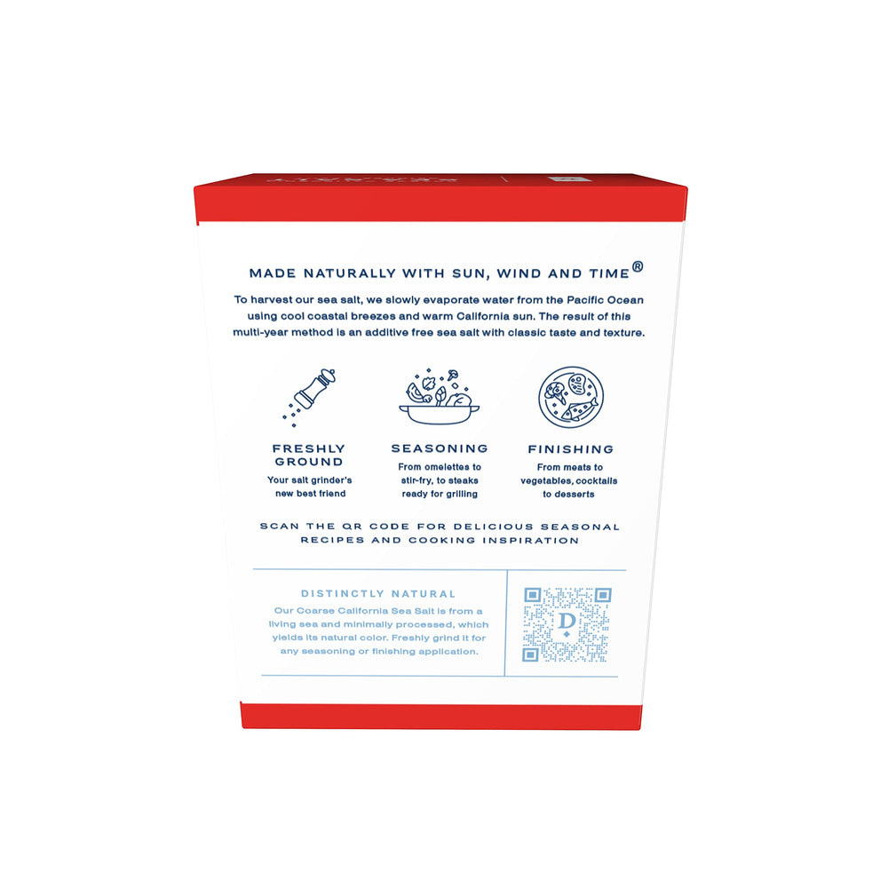 Diamond Crystal Sea Salt 2LB salt crystals pouring for quick seasoning.