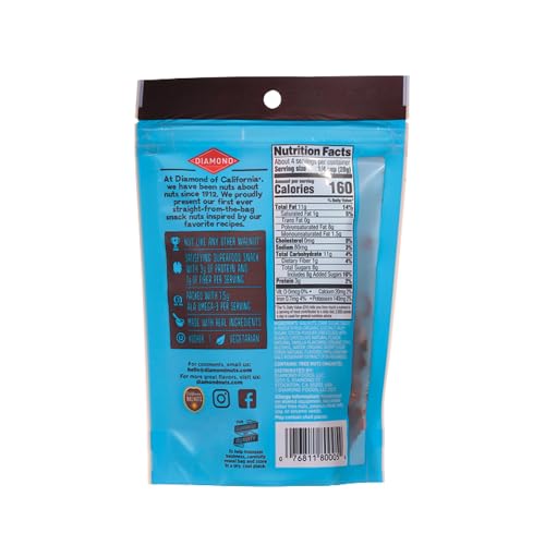 Diamond of California salted dark chocolate walnuts snack serving for on-the-go energy