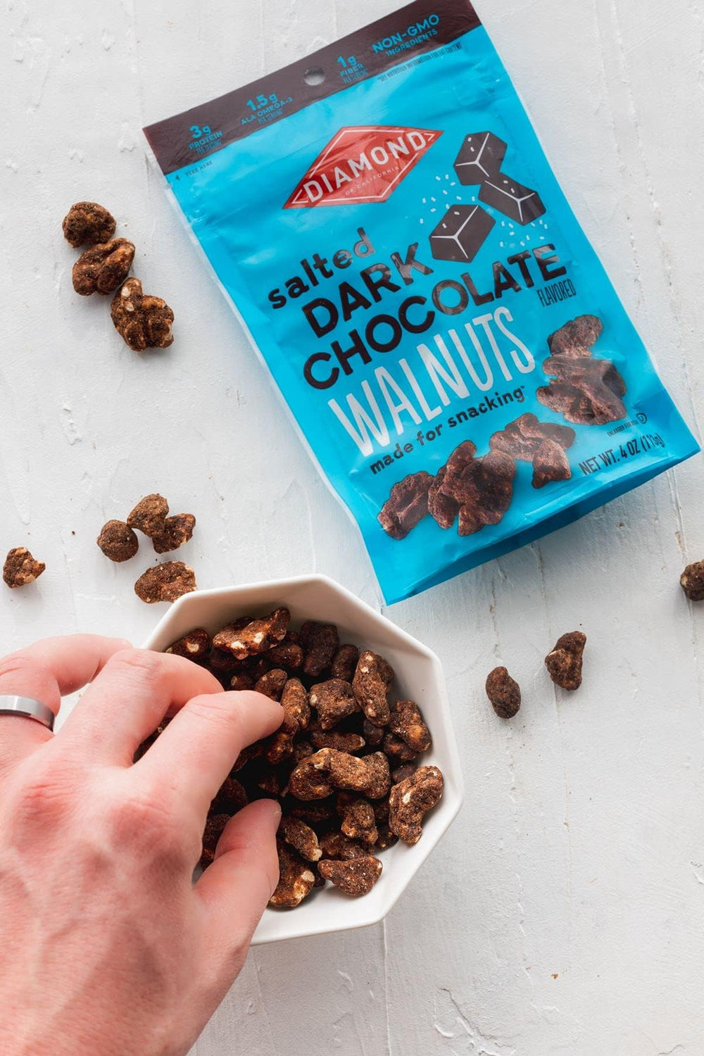 Diamond of California trail-mix ingredient image hints easy snack customization
