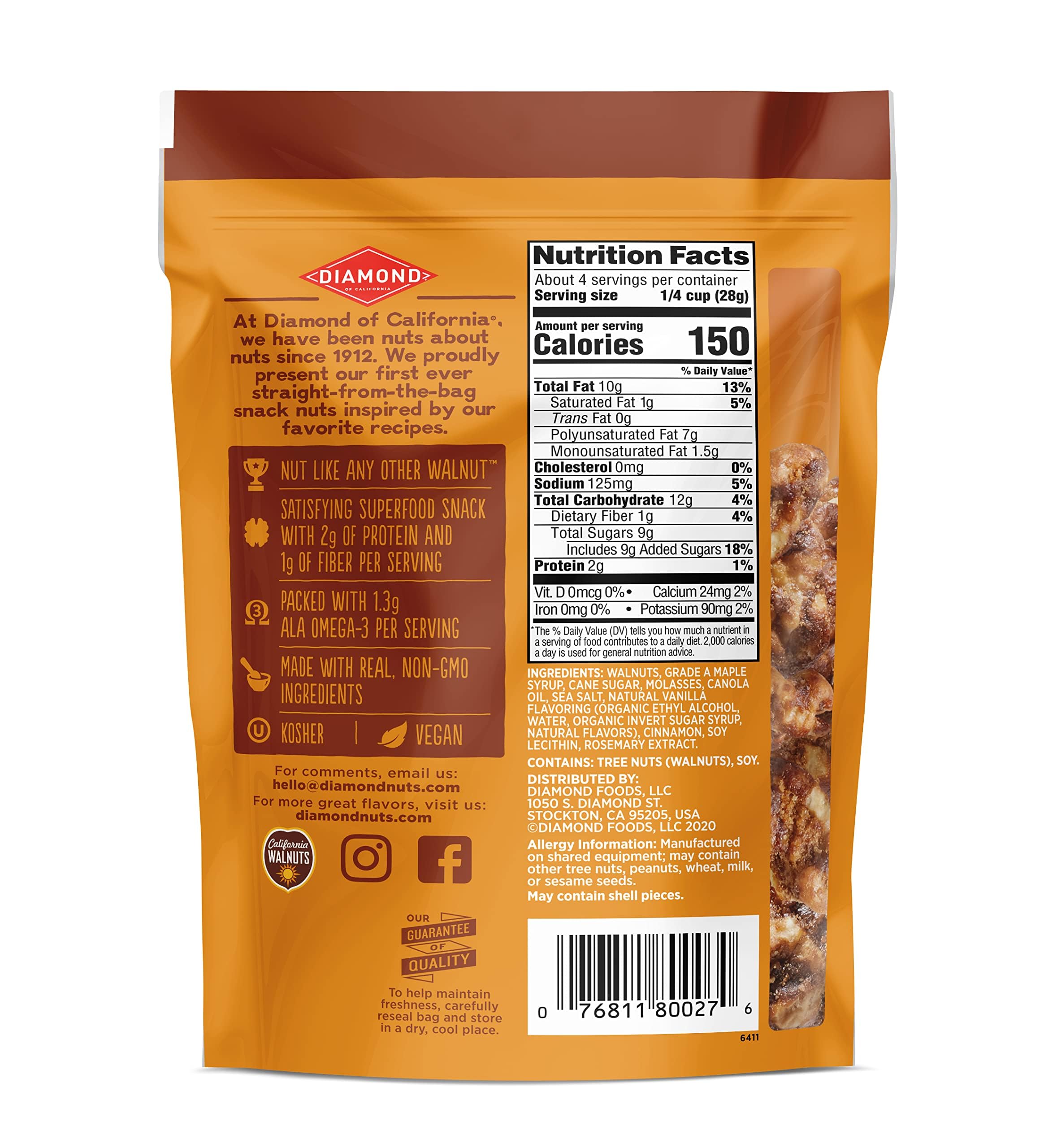 Diamond of California four-pack display showing convenient snack option