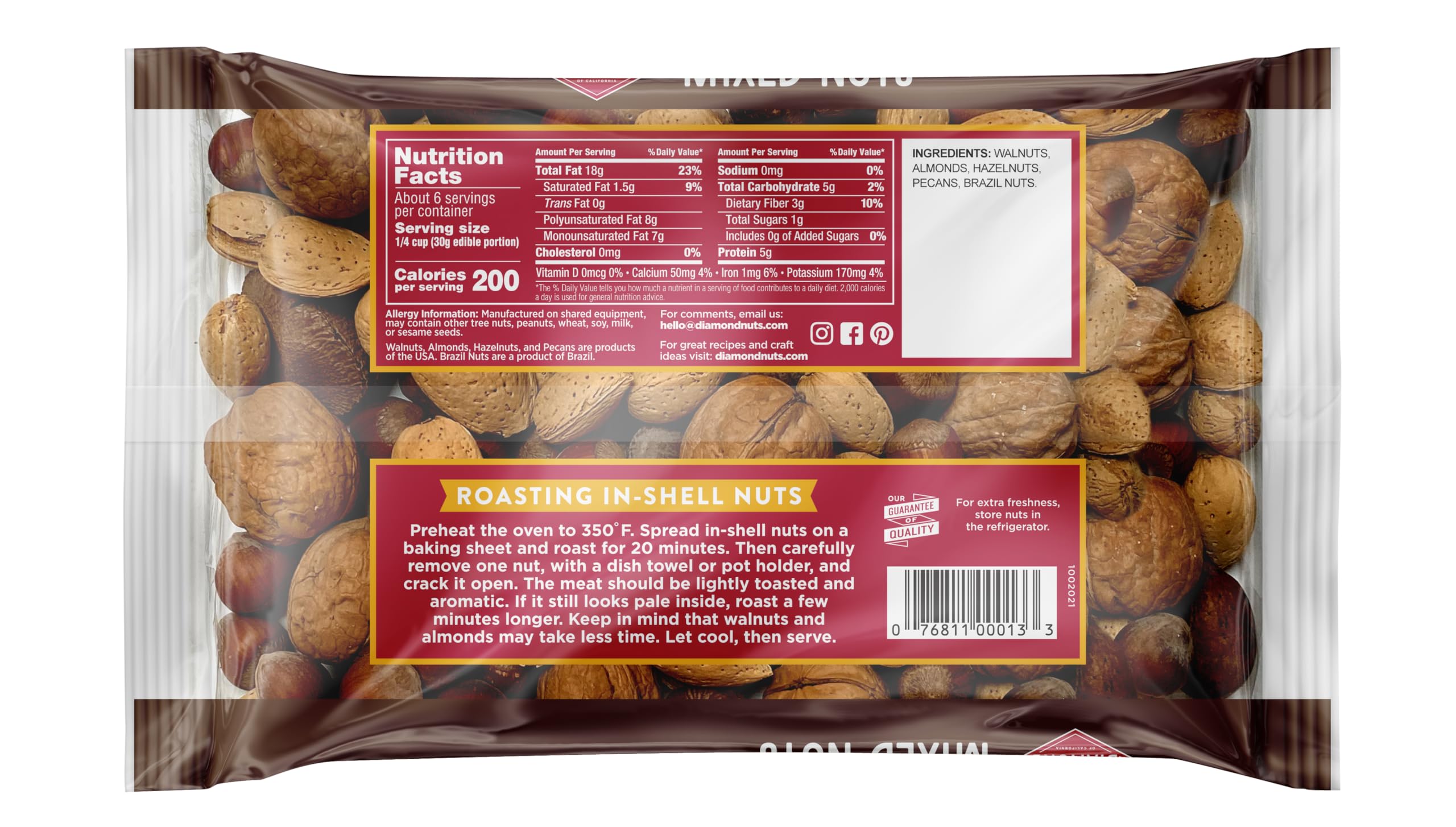 Diamonds Nuts cracked-shell nuts ready for snacking or baking