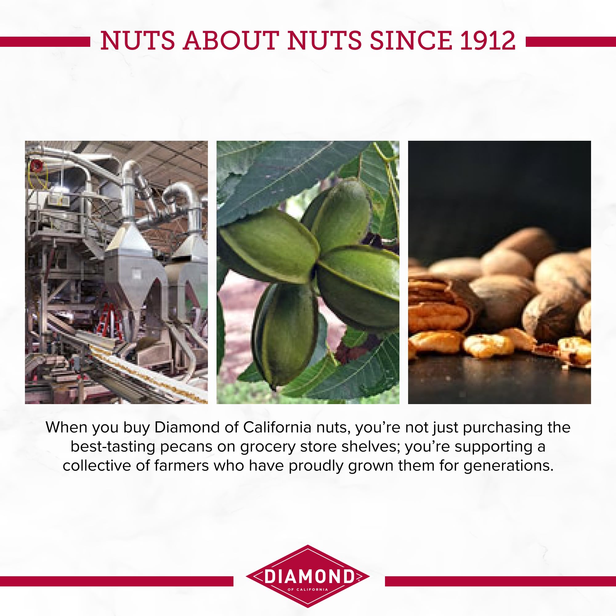 Diamond of California chopped pecans non-GMO badge on label