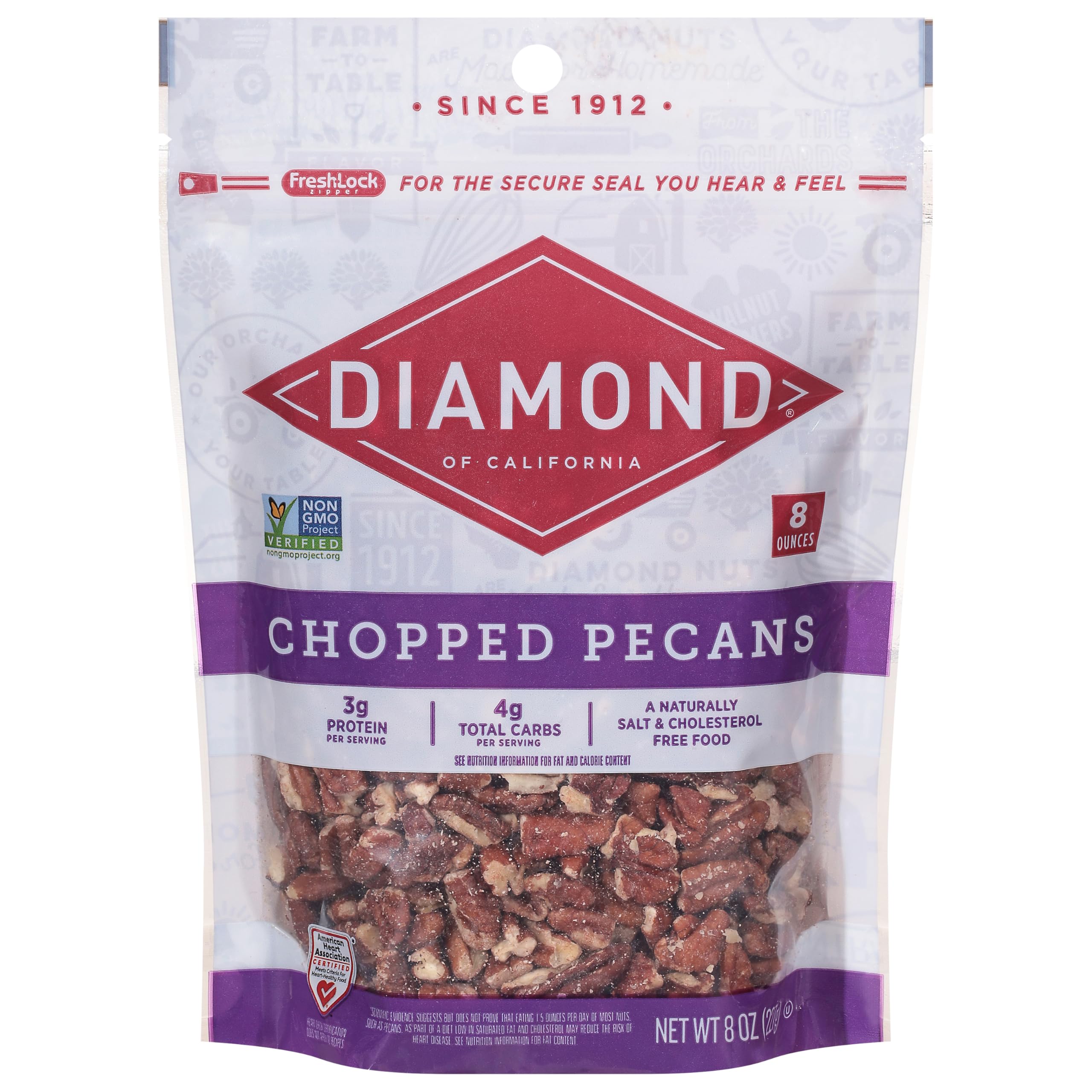 Diamond of California chopped pecans pack for versatile snacking and baking