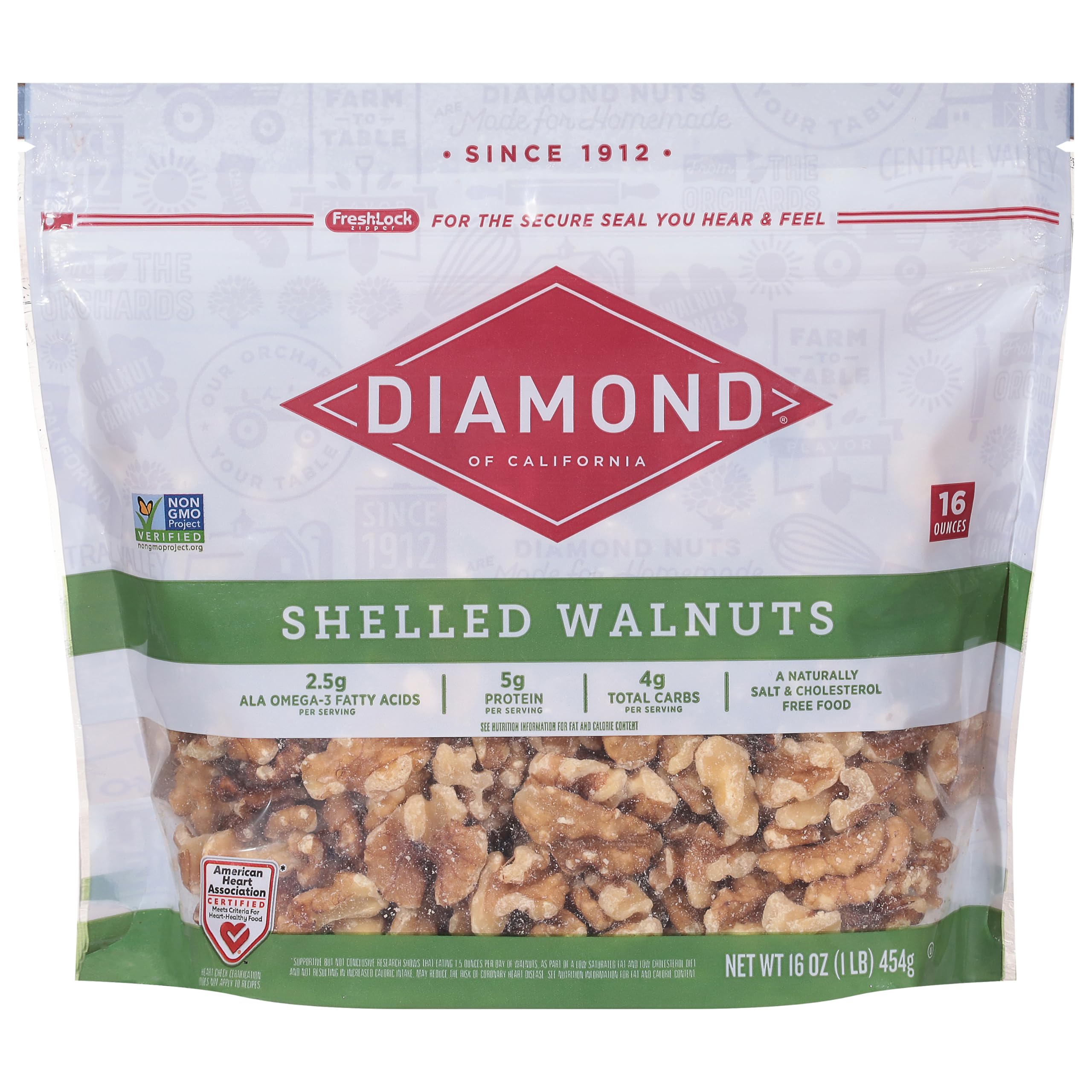 Diamonds Nuts Diamond of California shelled walnuts in a jar offer a protein-rich snack.
