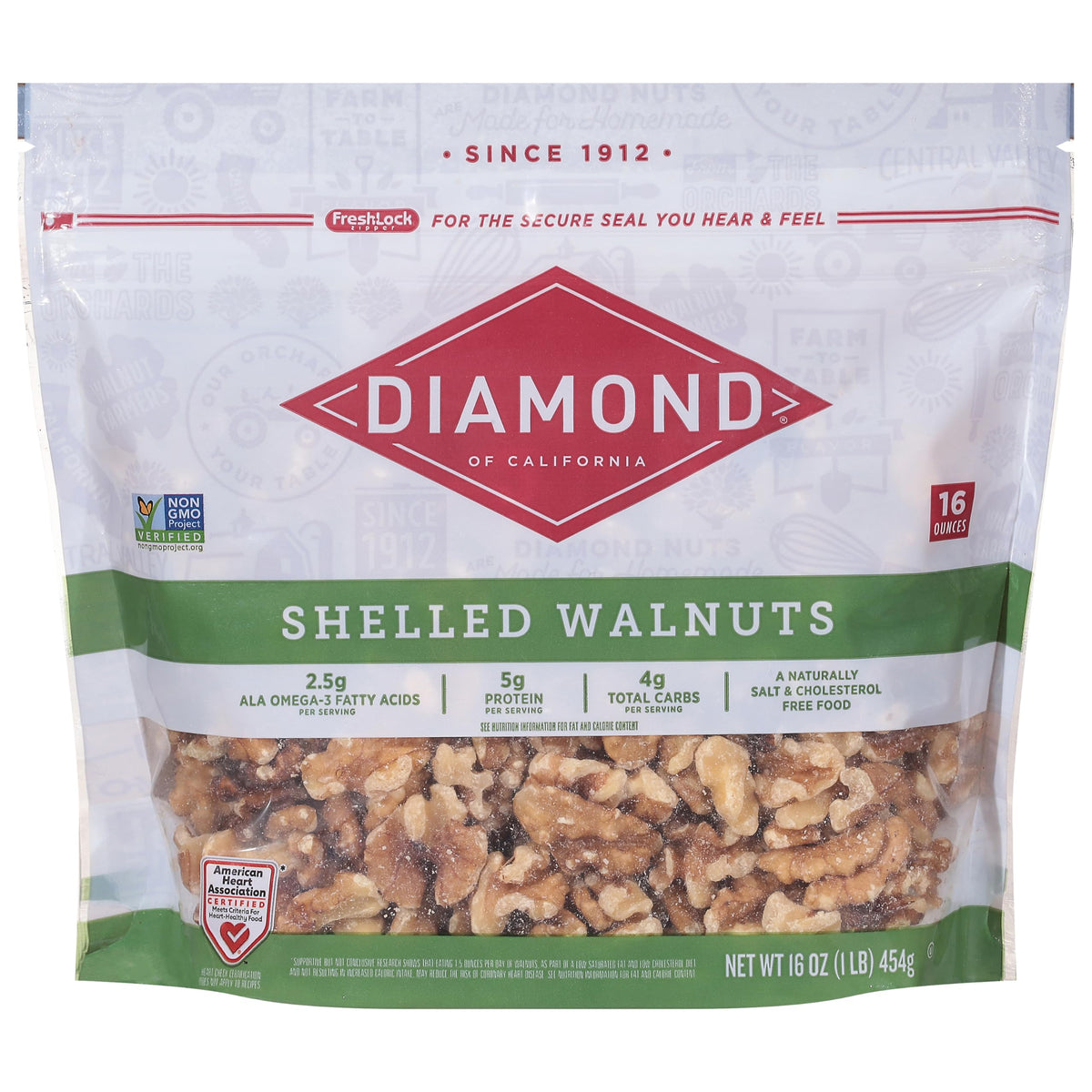Diamonds Nuts Diamond of California shelled walnuts in a jar offer a protein-rich snack.