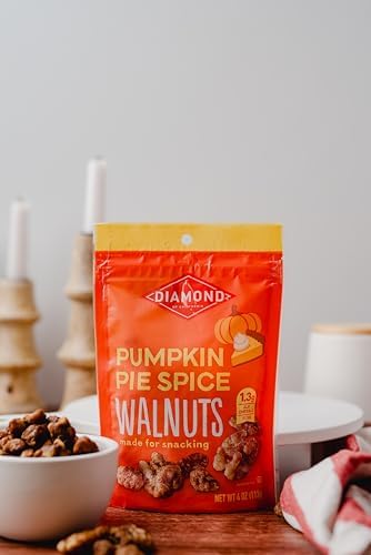 Diamonds Nuts Pumpkin Pie Spice Walnuts packaging in a 4 oz pouch.