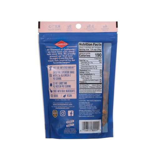 Diamond of California Himalayan Pink Salt Walnuts ready-to-eat, convenient snack.